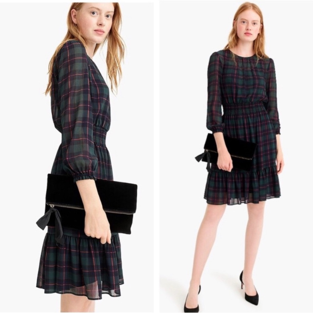 J. Crew plaid chiffon dress